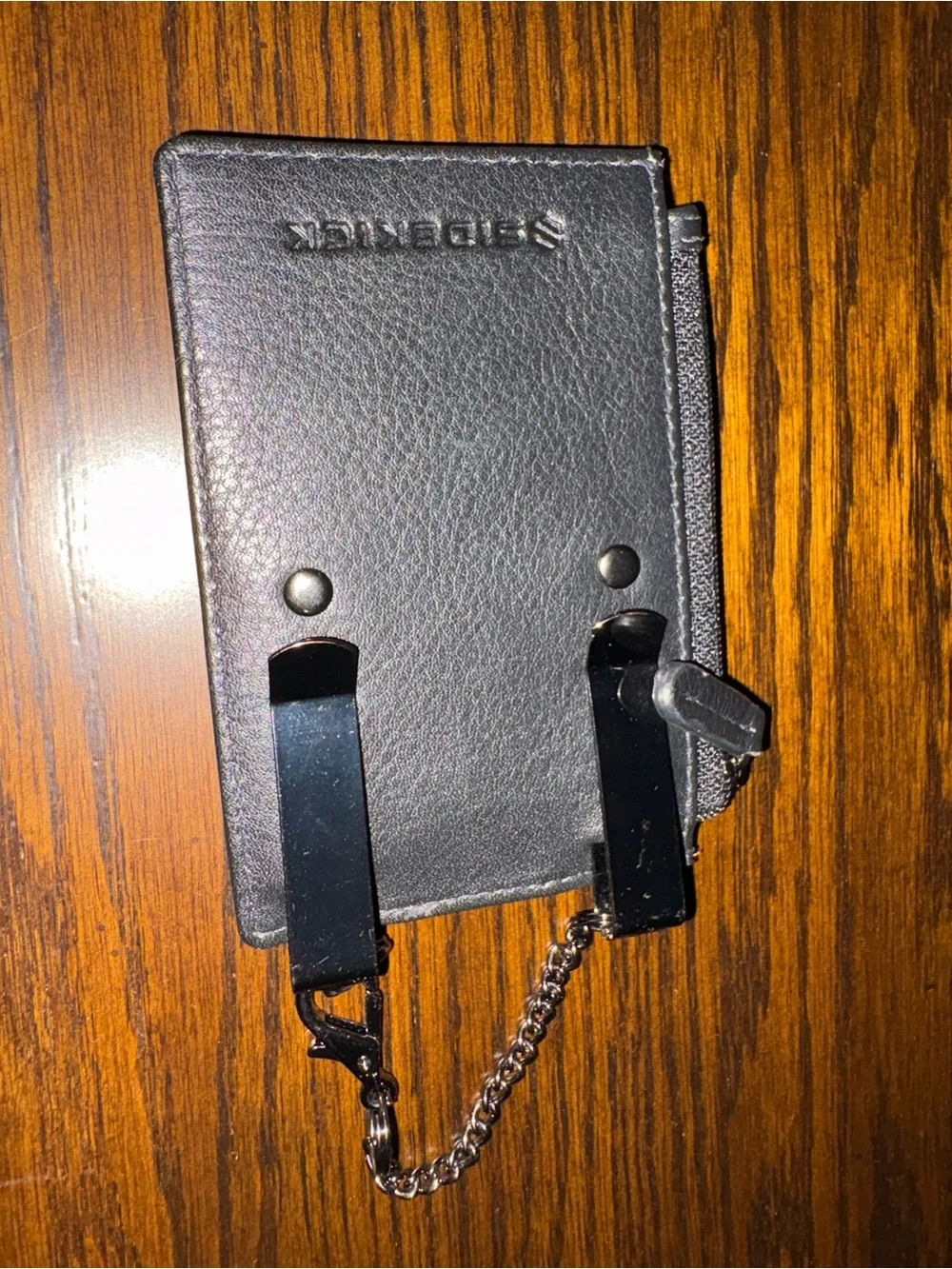 Leather Card Wallet Phone Case with Black and White Haircalf Accent